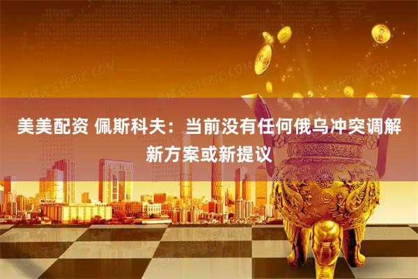 美美配资 佩斯科夫：当前没有任何俄乌冲突调解新方案或新提议